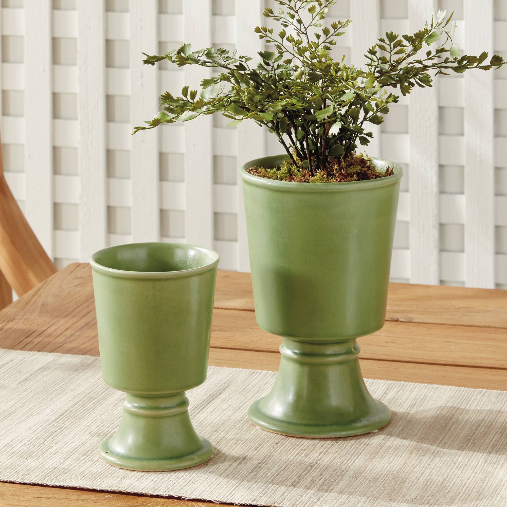 Kelcy Footed Cachepots, Green - Image 2