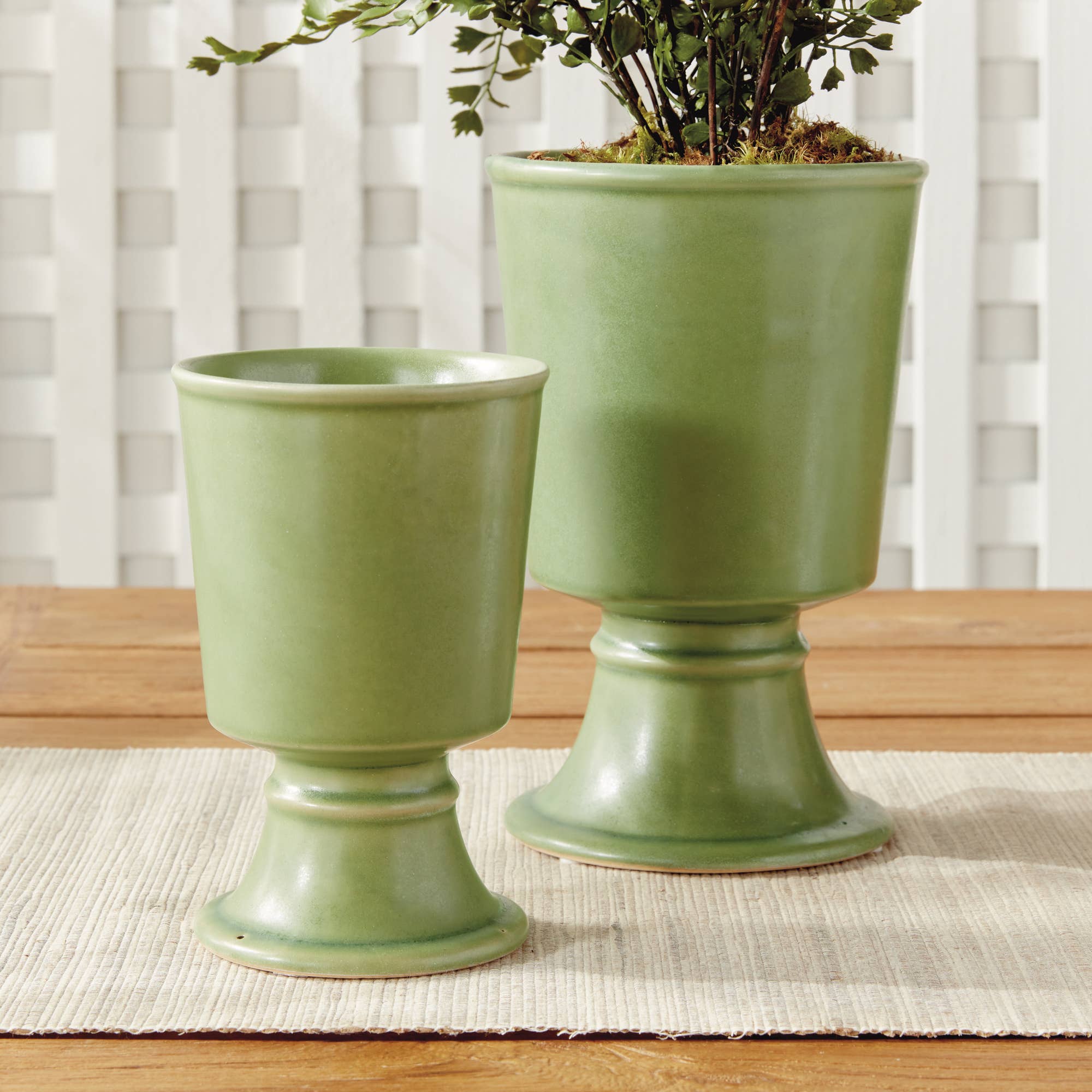 Kelcy Footed Cachepots, Green - Image 3