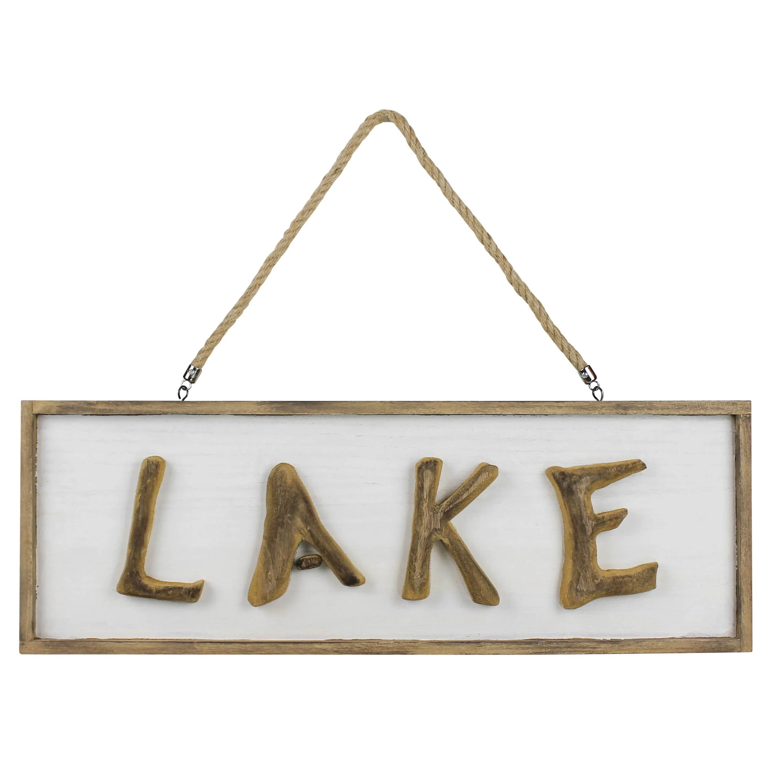 Lake Sign, Wood. 8” rope hanger