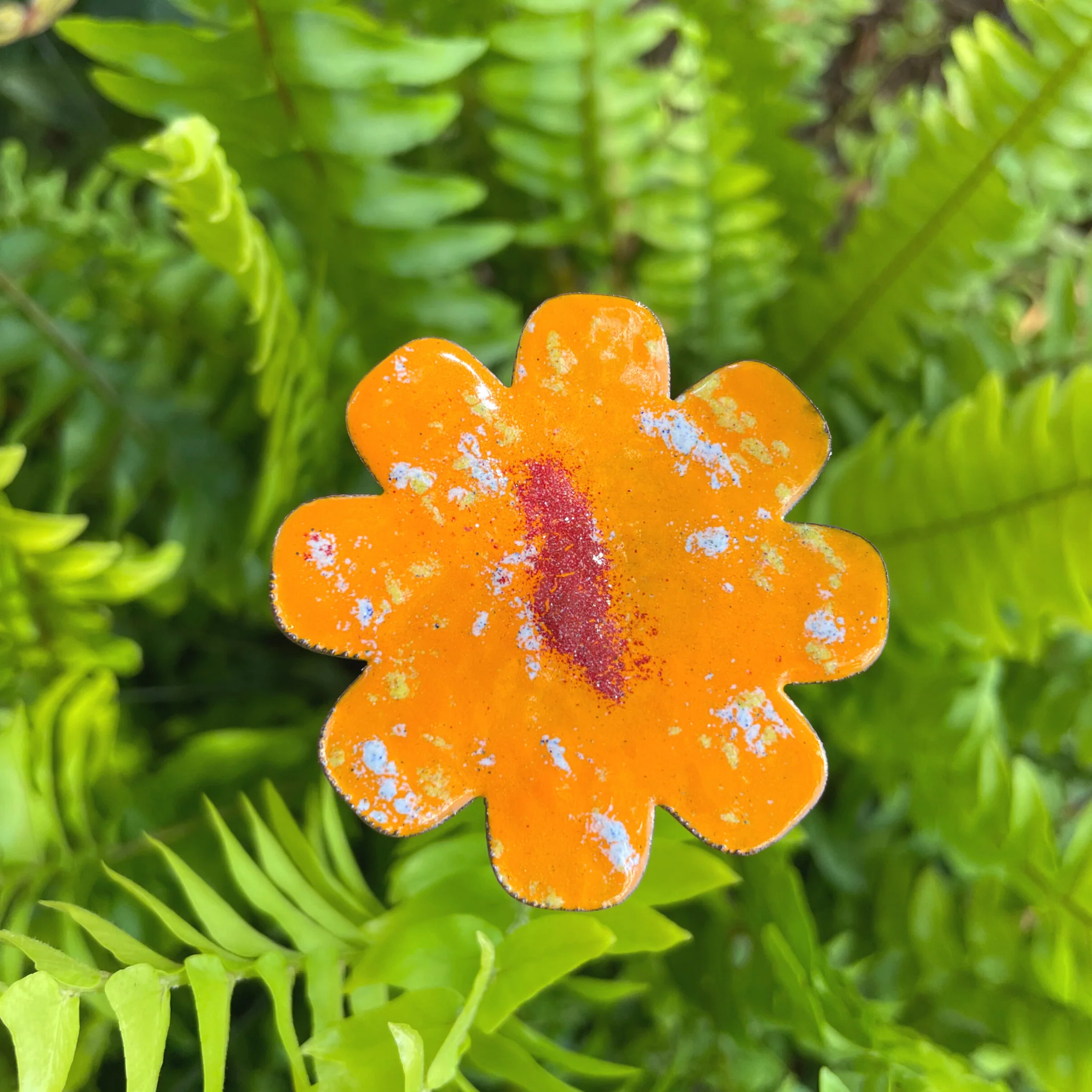 Large Copper Enamel Flowers - Image 10