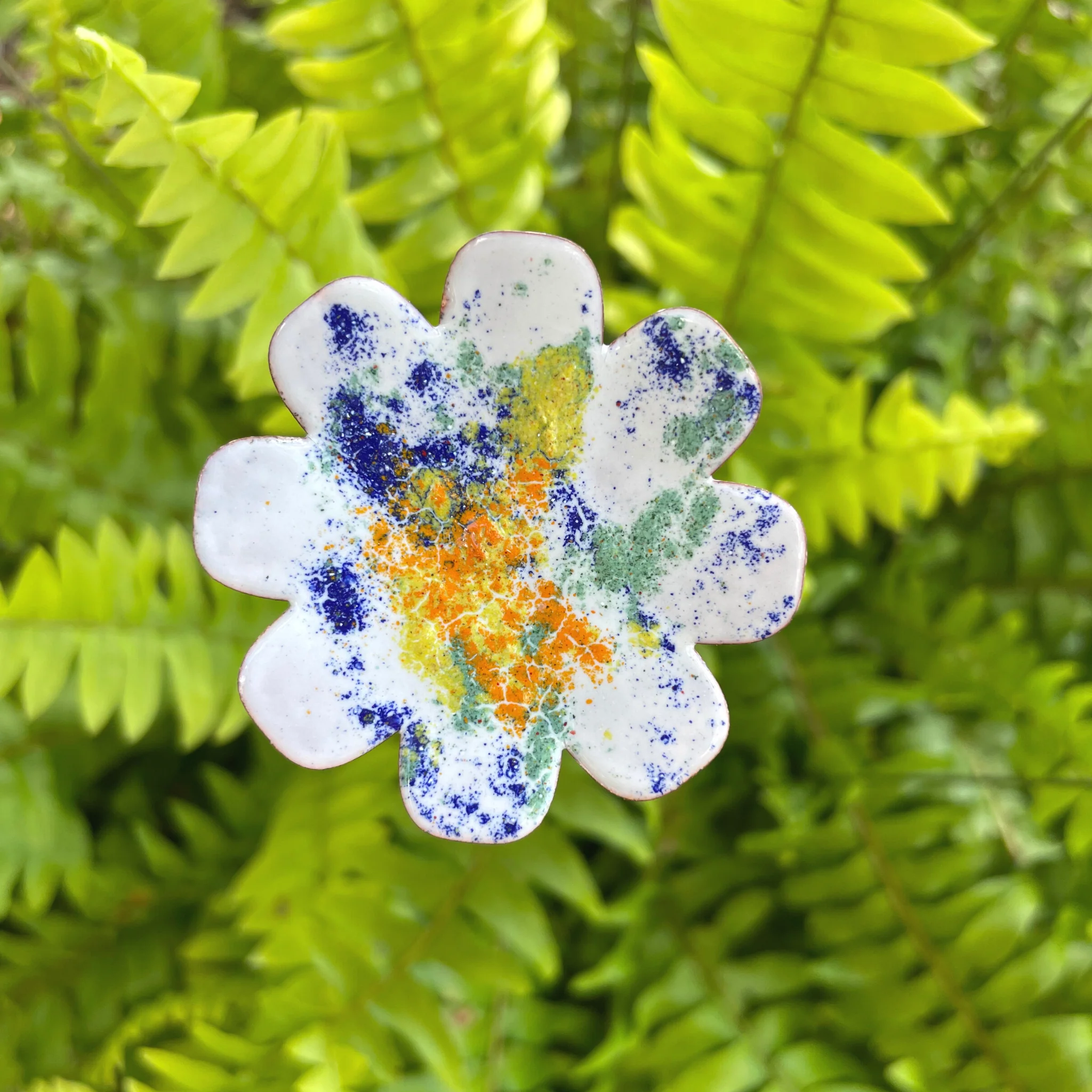 Large Copper Enamel Flowers - Image 13