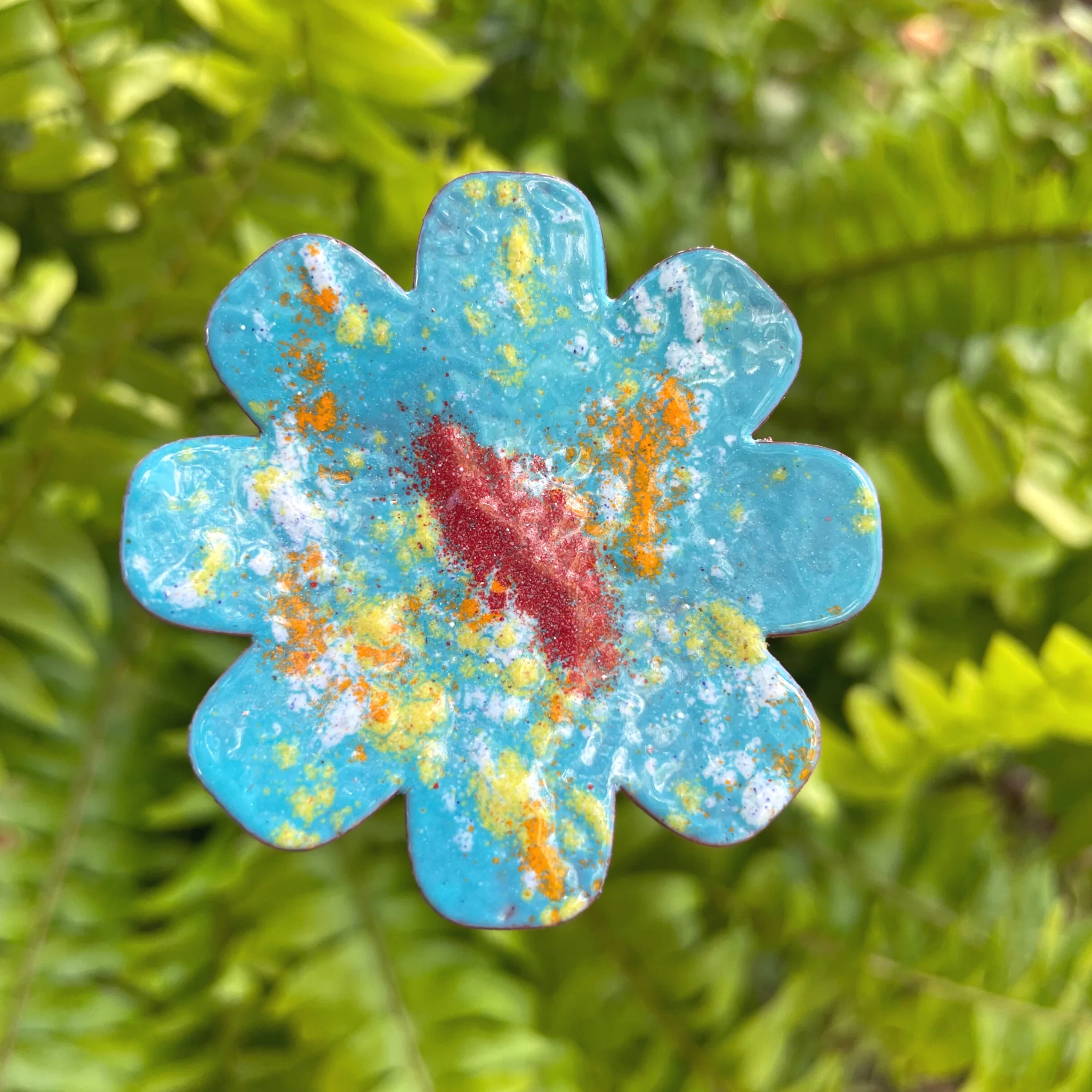 Large Copper Enamel Flowers - Image 14