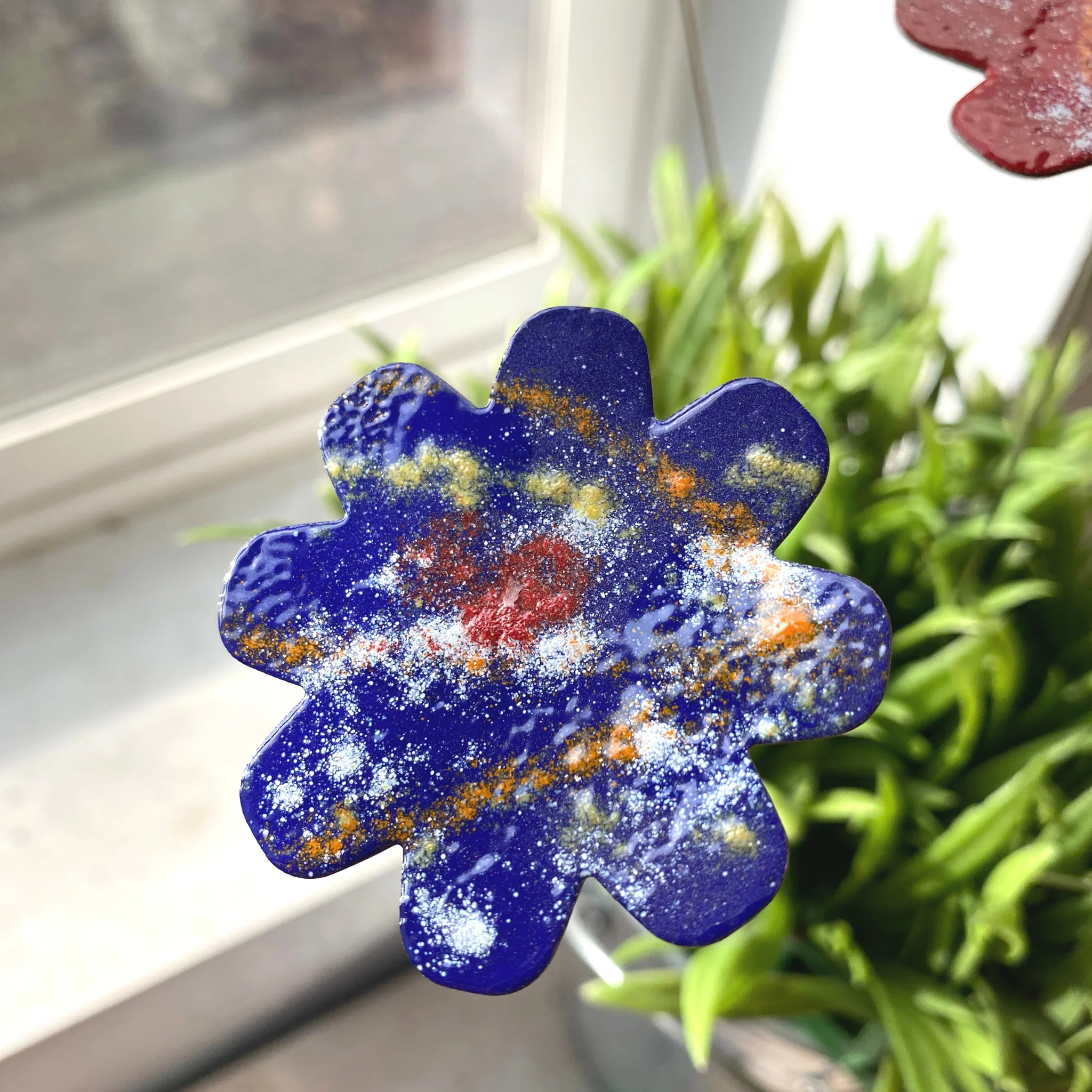 Large Copper Enamel Flowers - Image 19