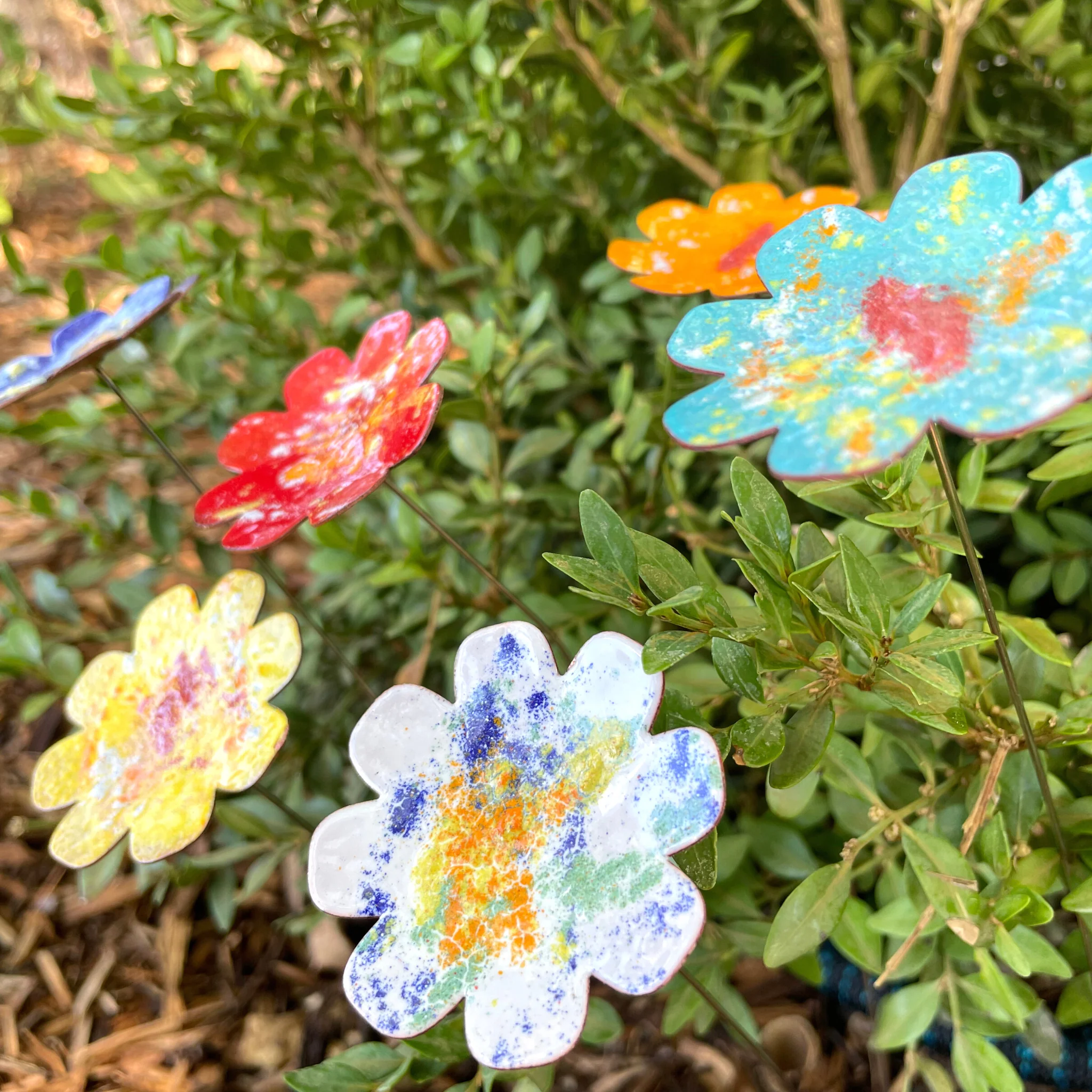 Large Copper Enamel Flowers - Image 21