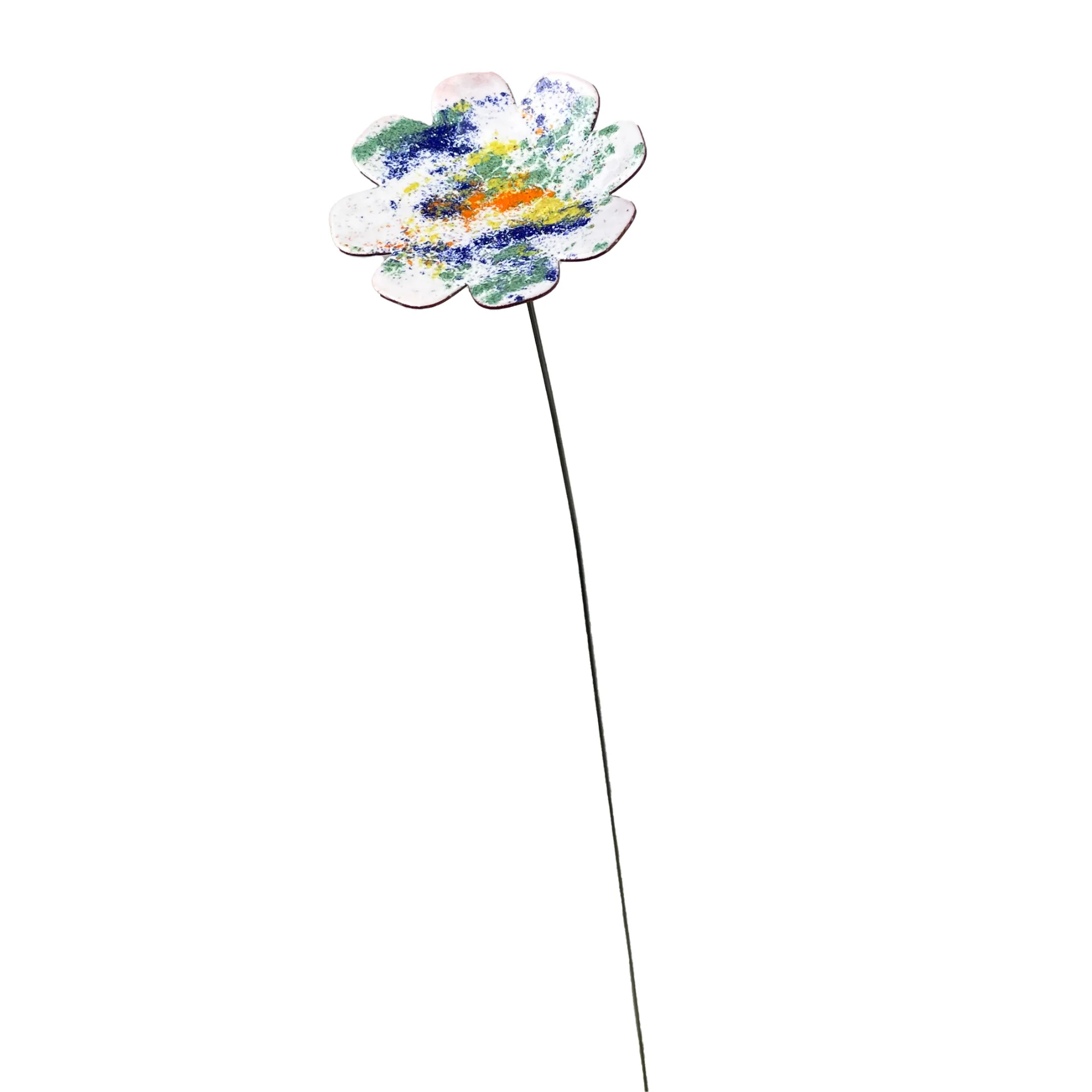 Large Copper Enamel Flowers - Image 3
