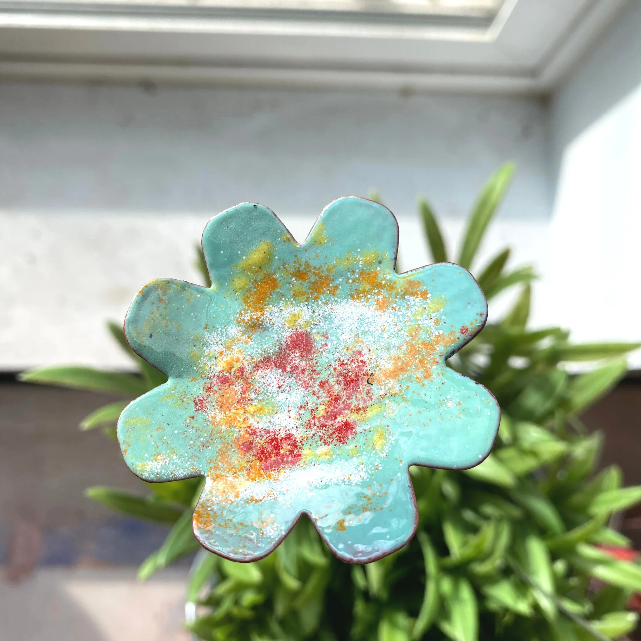 Large Copper Enamel Flowers - Image 8