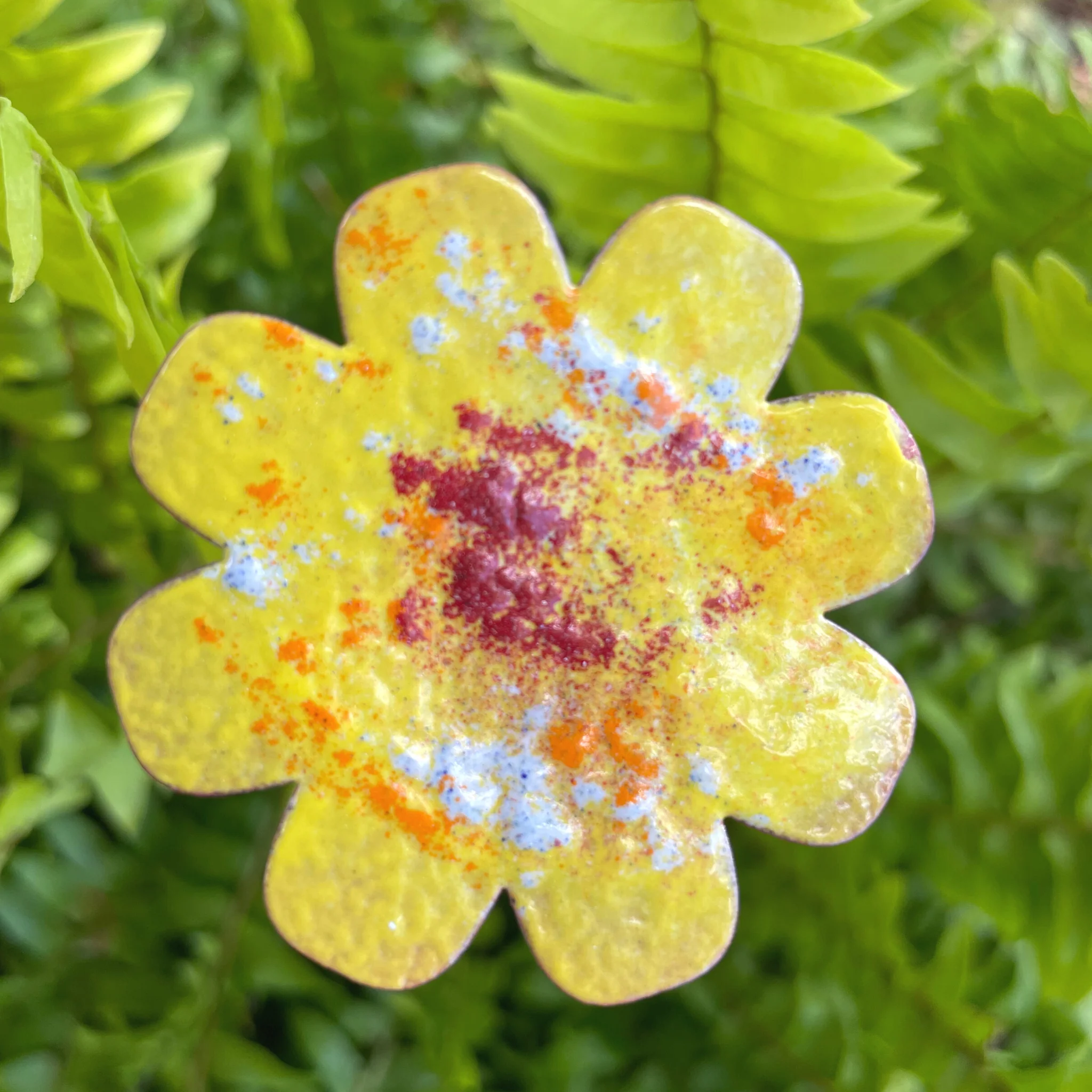 Large Copper Enamel Flowers - Image 9