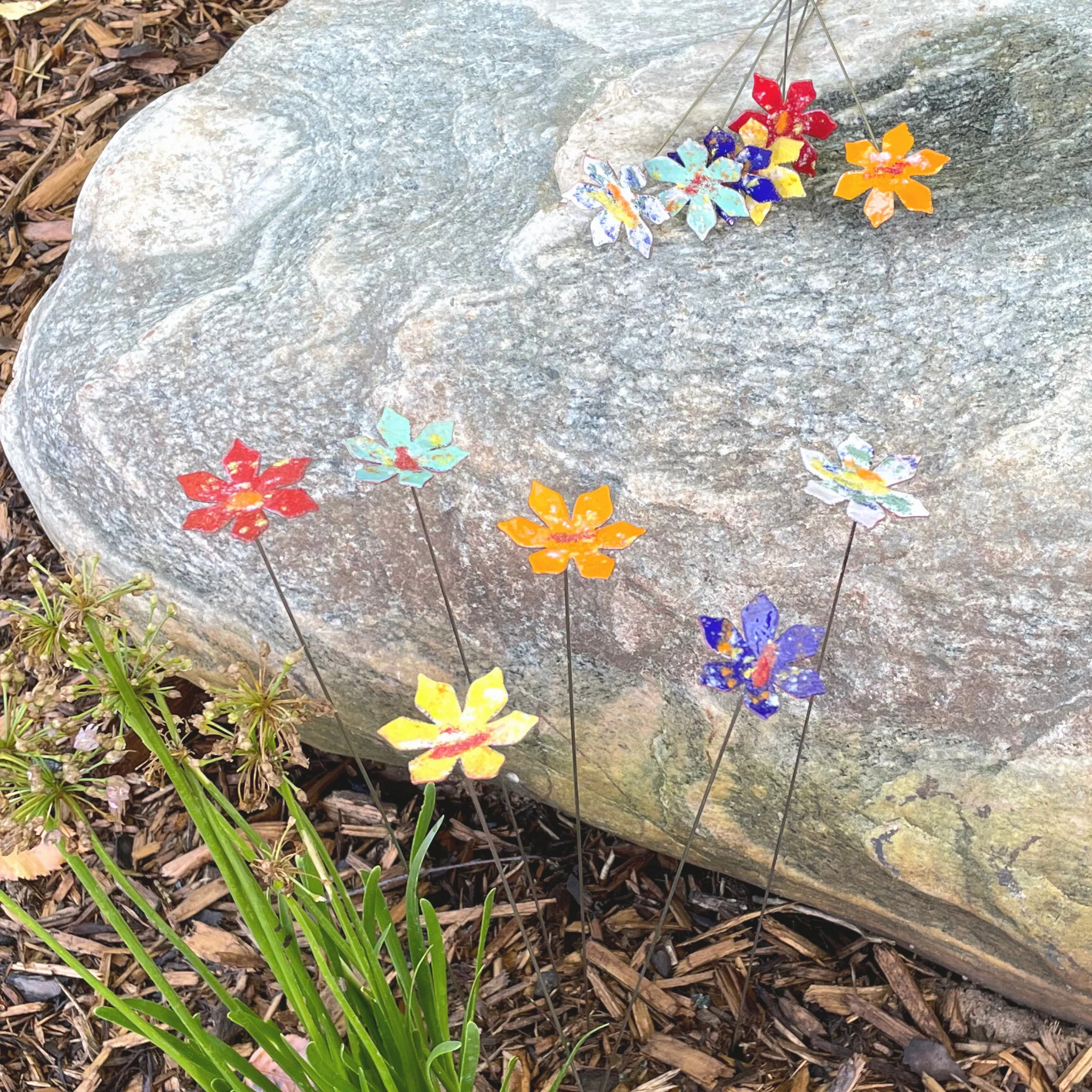 Medium Copper Enamel Flowers - Image 13