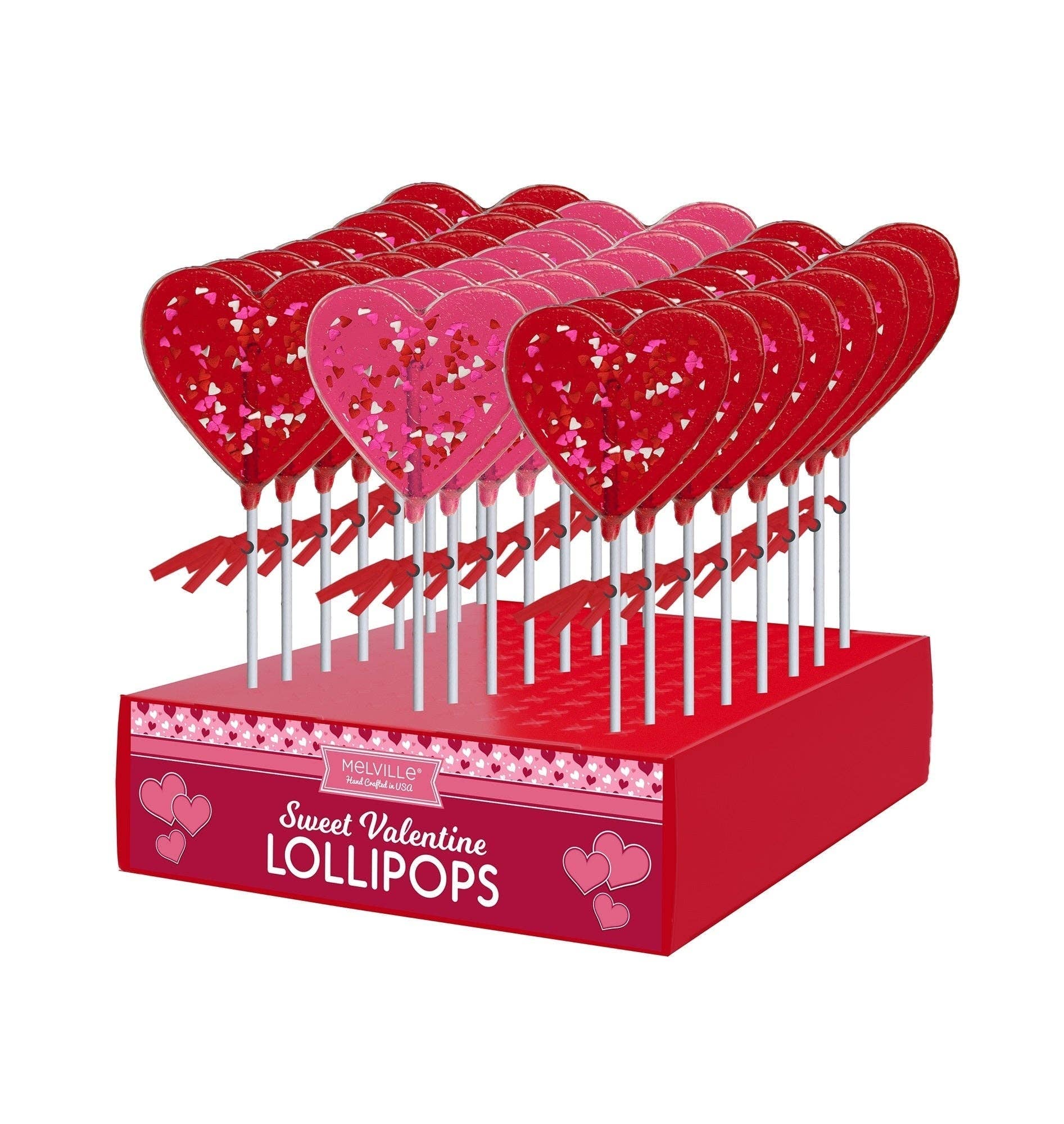 Mini Confetti Heart Lollipops - Red & Pink - Image 2