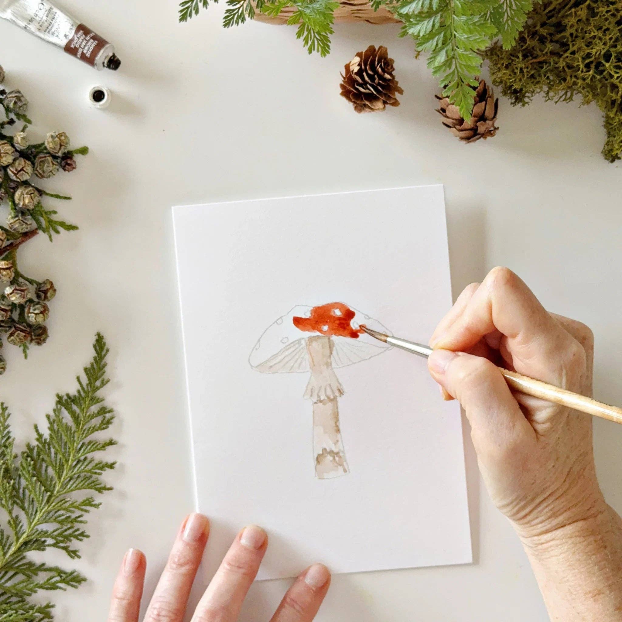 Mushrooms paintable watercolor notecard set - Image 3