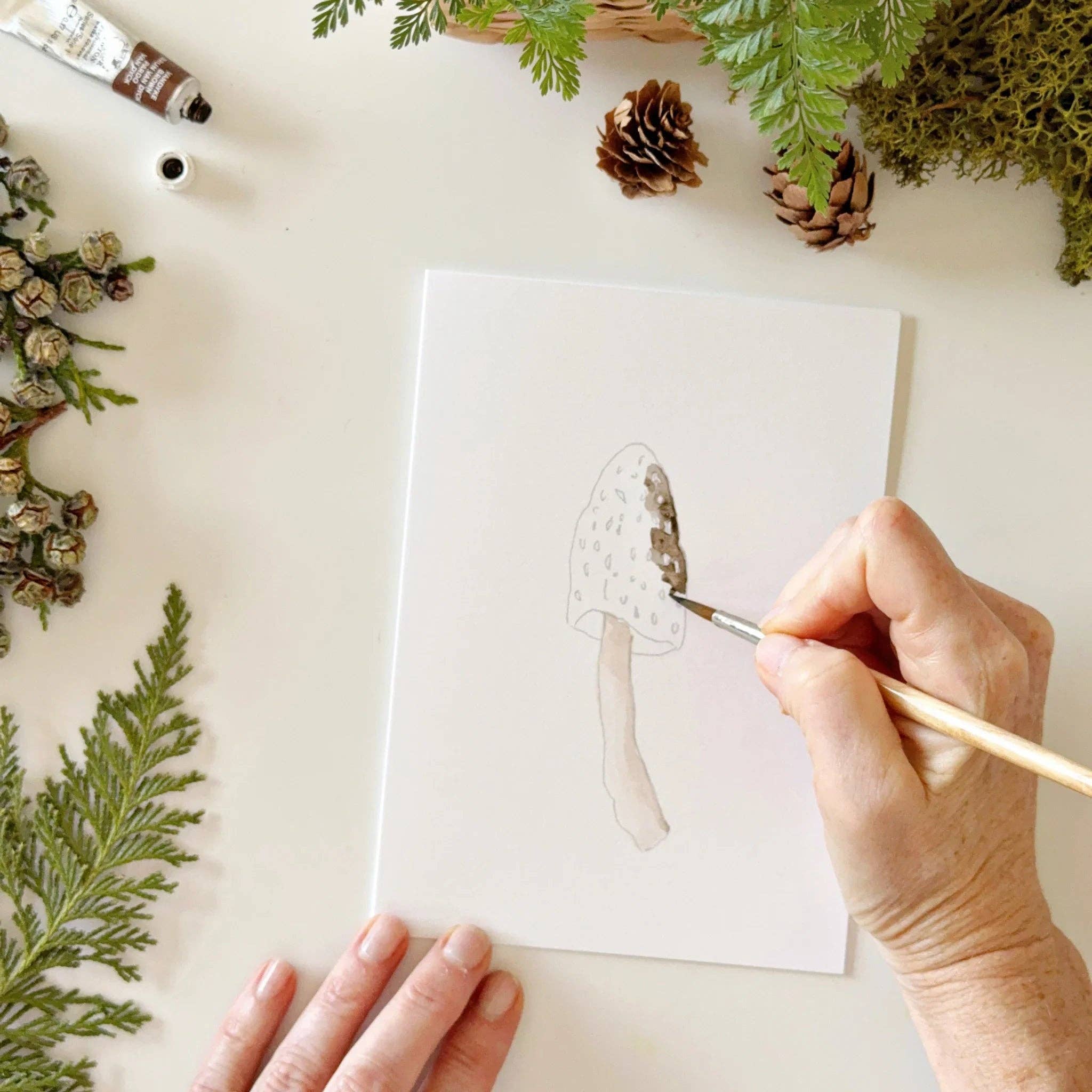 Mushrooms paintable watercolor notecard set - Image 4