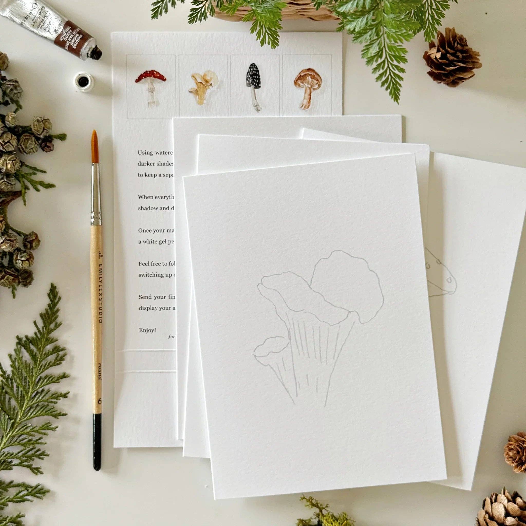 Mushrooms paintable watercolor notecard set - Image 6