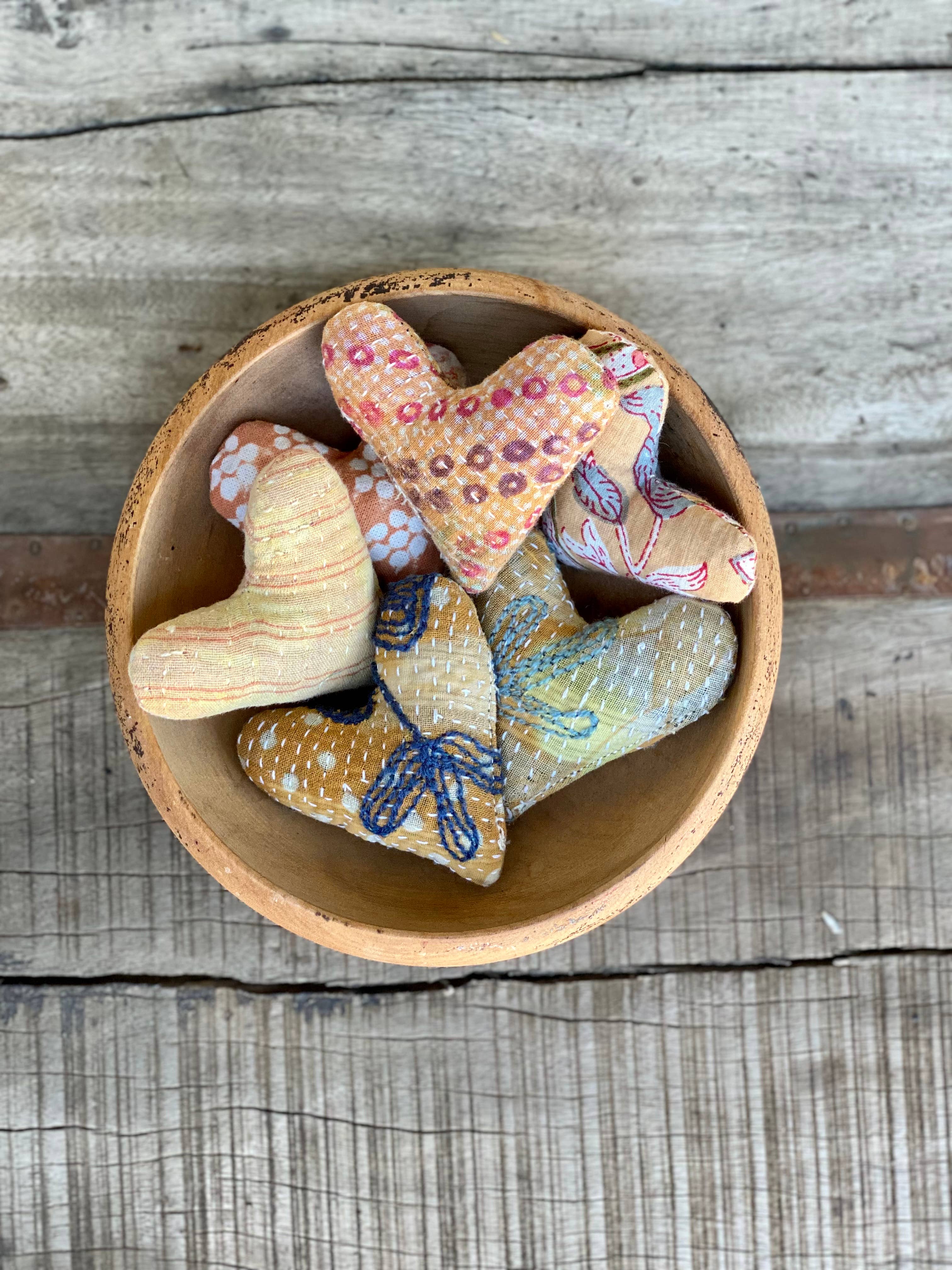 Neutral Print Mini Lavender Heart Sachets