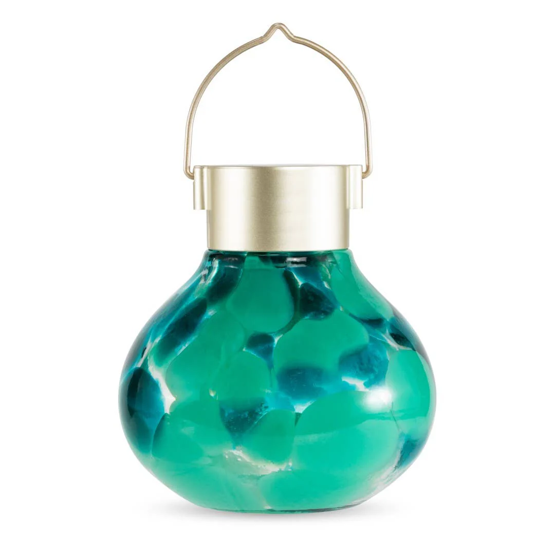 'Teal' Tea Lantern - Glass Outdoor Solar Lantern - Image 11