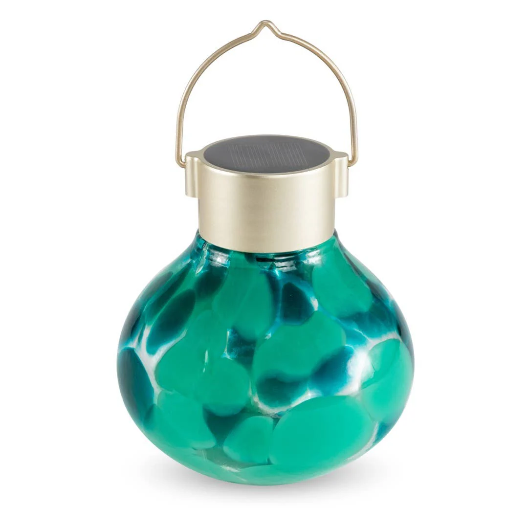'Teal' Tea Lantern - Glass Outdoor Solar Lantern - Image 12