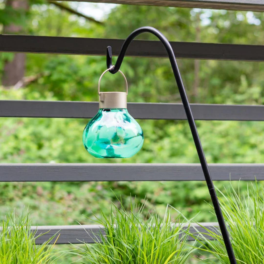 'Teal' Tea Lantern - Glass Outdoor Solar Lantern - Image 4
