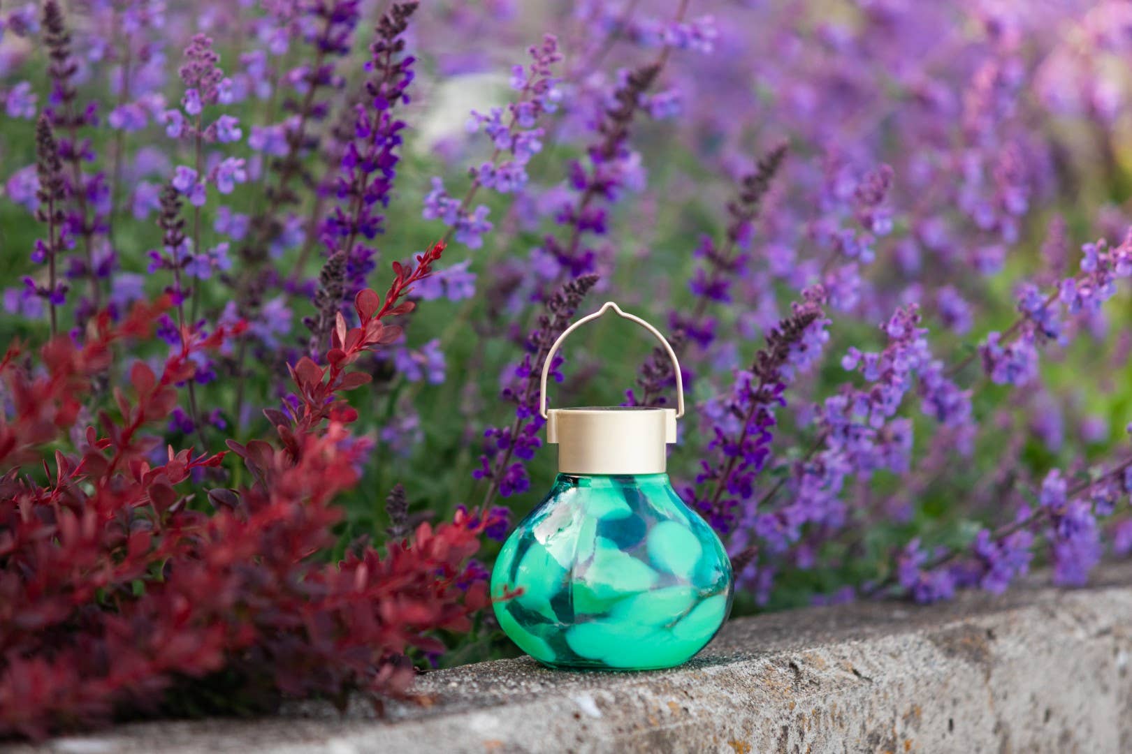 'Teal' Tea Lantern - Glass Outdoor Solar Lantern - Image 8