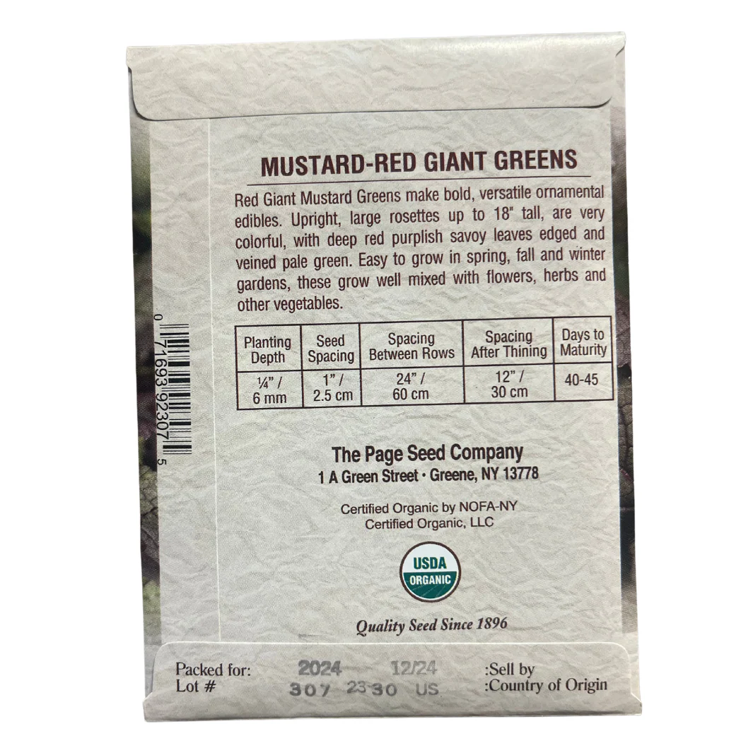 Organic Mustard Greens - Red Giant Seeds - Image 2