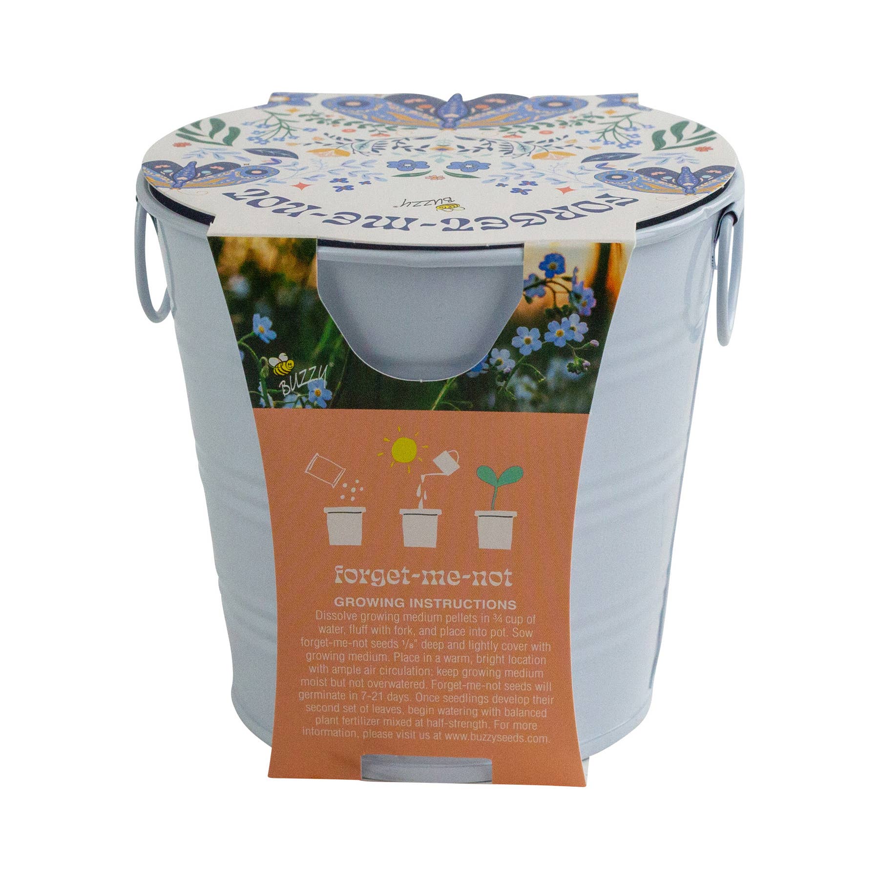 Painted Flower Grow Pail – Forget-Me-Not Indoor Garden Gift - Image 5