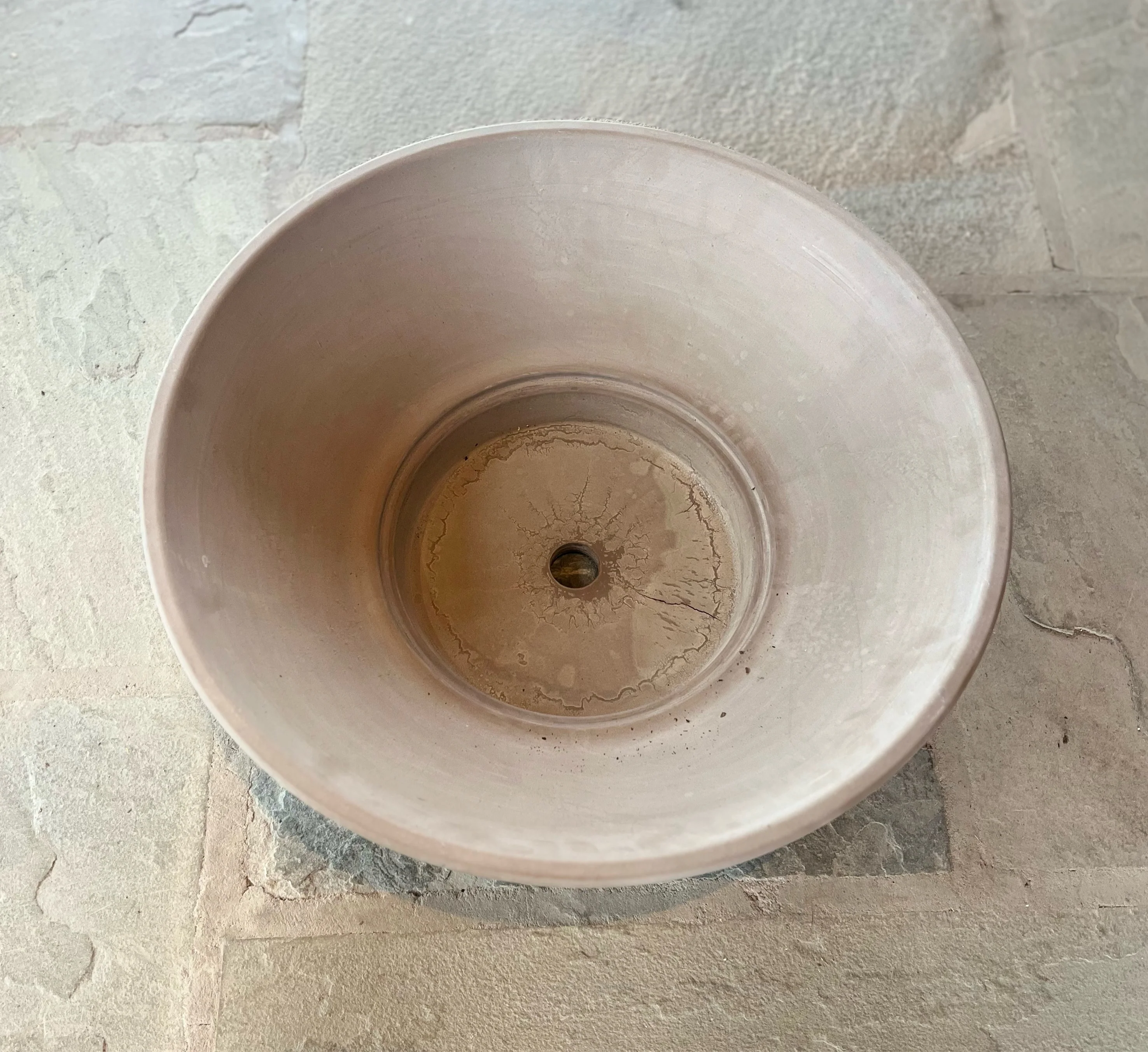 Low Bowl Planter w/ Drainage - Grey Terracotta - Image 2