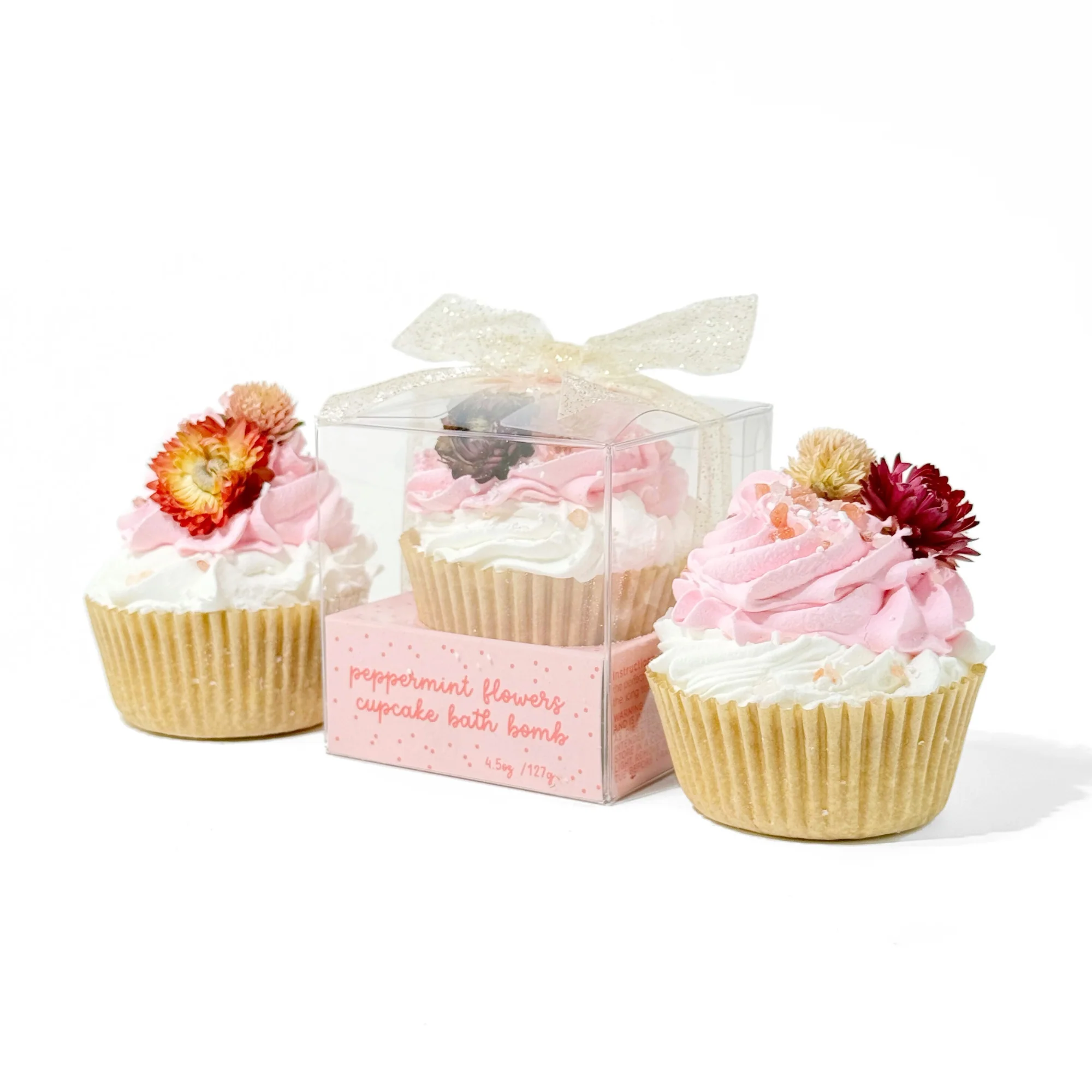 Peppermint Flowers Cupcake Bath Bomb - Image 4