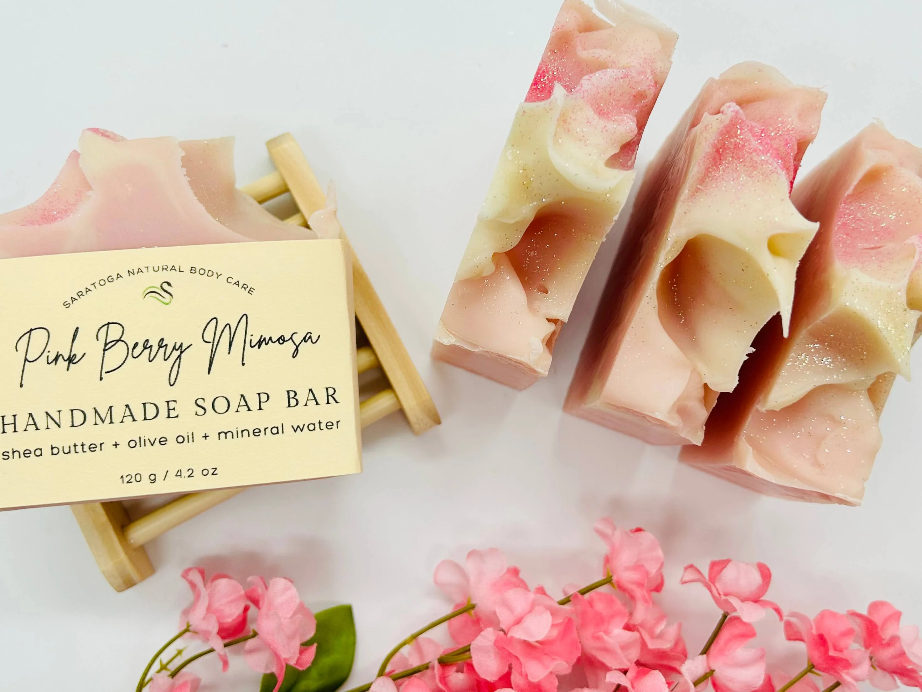 Pink Berry Mimosa Handmade Soap Bar (Vegan) - Image 3