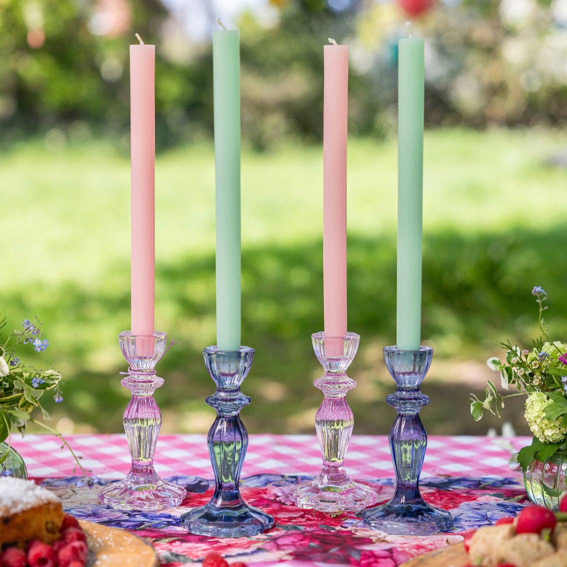 Pink Glass Candle Holder - Image 2