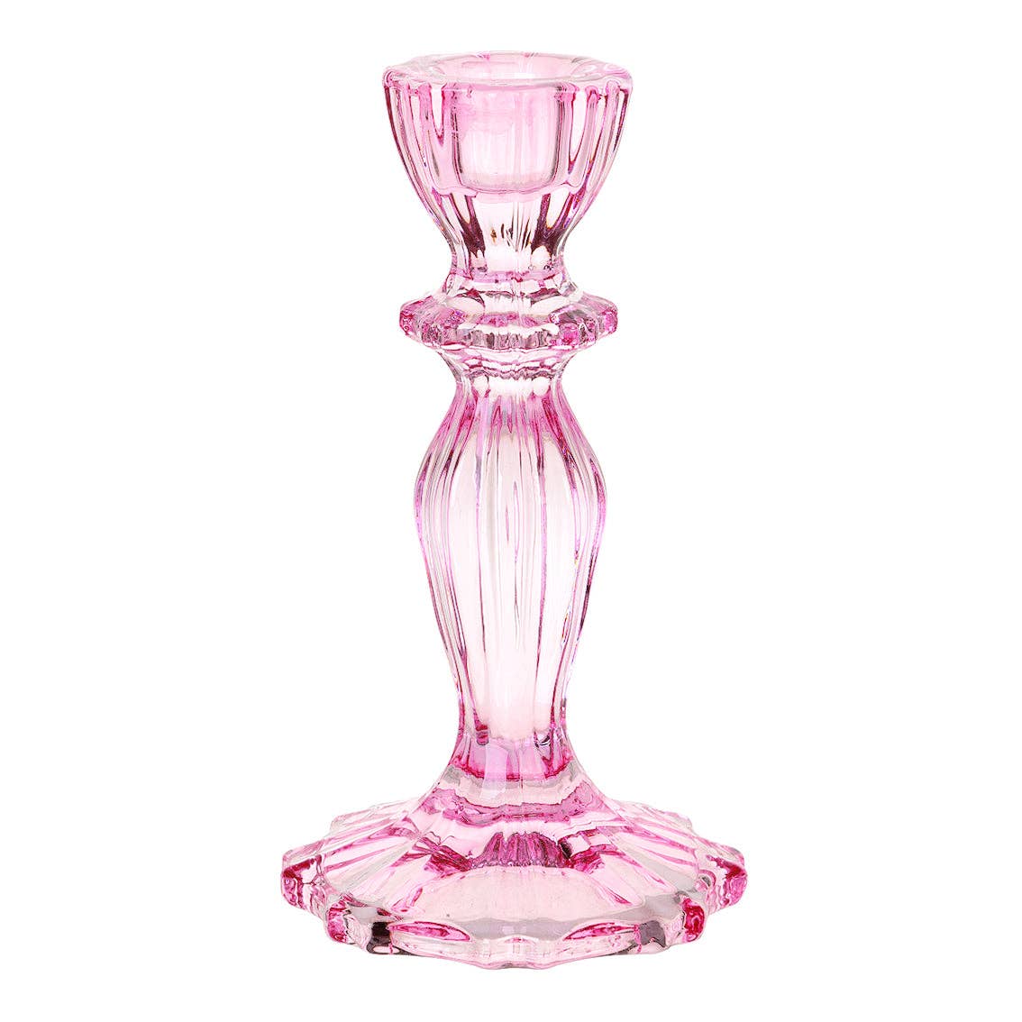 Pink Glass Candle Holder - Image 3