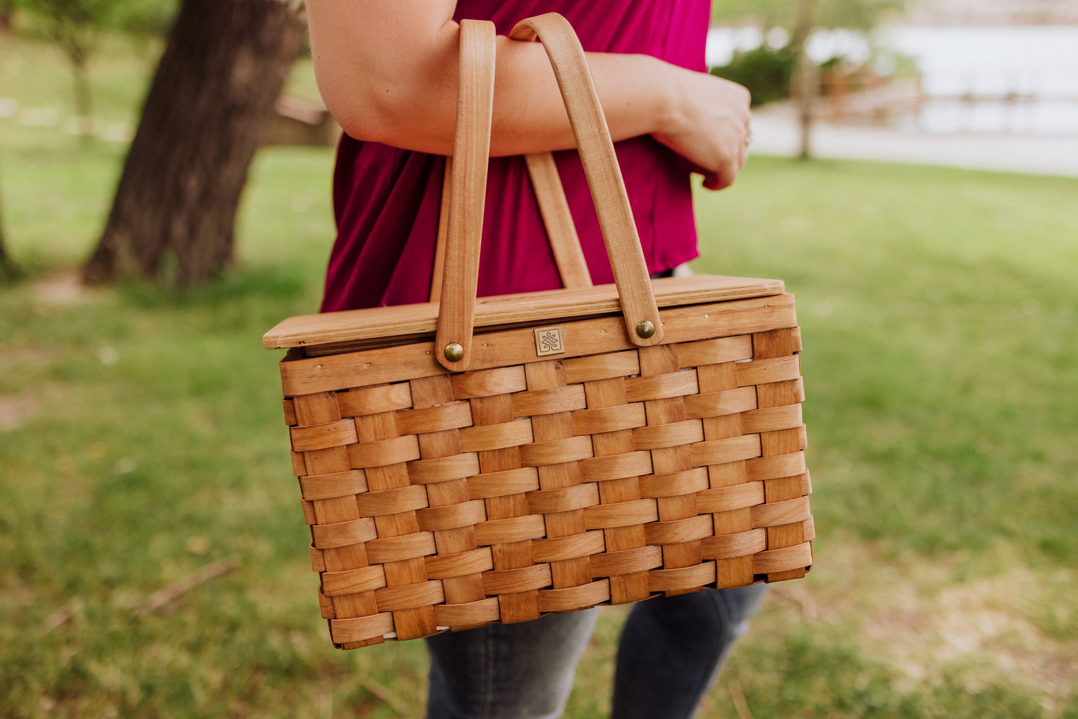 Poppy Personal Picnic Basket, (Beige) - Image 4