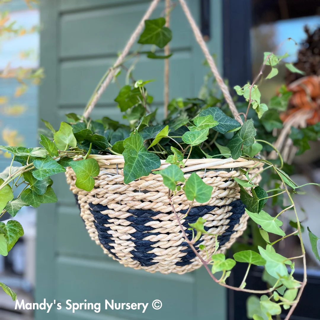 Reclaimed Denim & Fabric Hanging Basket - Image 2