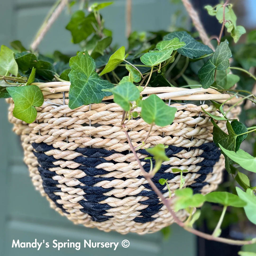 Reclaimed Denim & Fabric Hanging Basket - Image 3