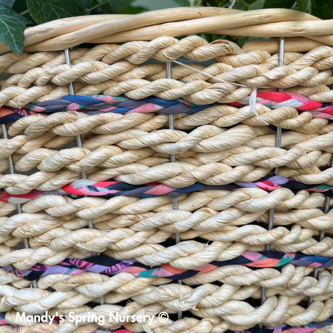 Reclaimed Denim & Fabric Hanging Basket - Image 4