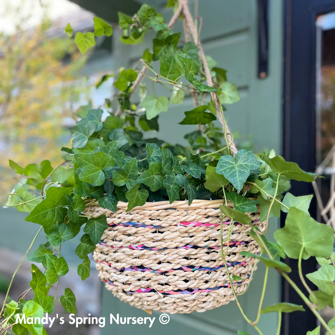 Reclaimed Denim & Fabric Hanging Basket - Image 5