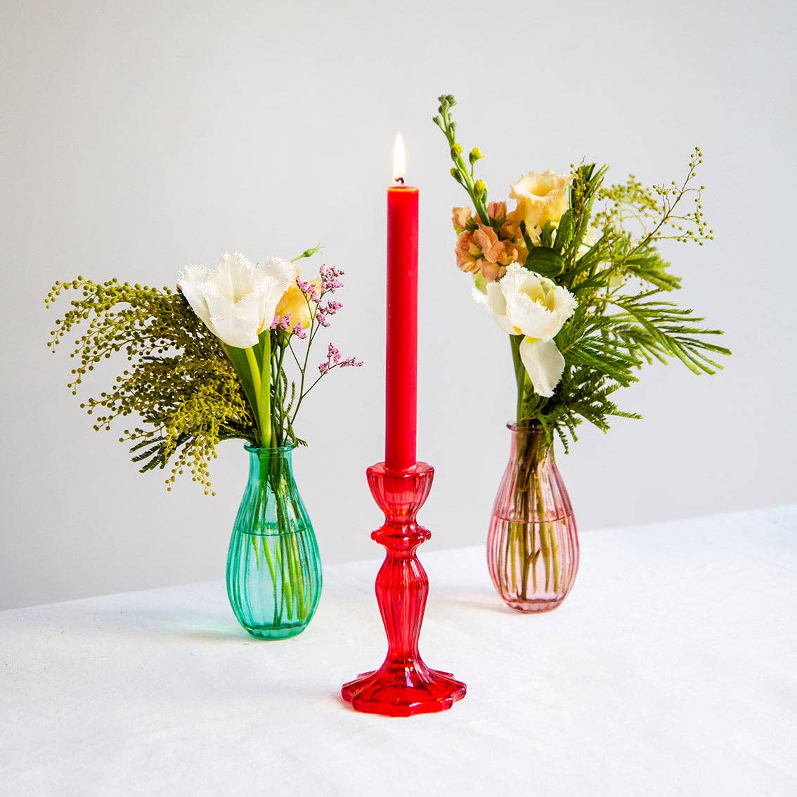 Red Glass Candle Holder - Image 2