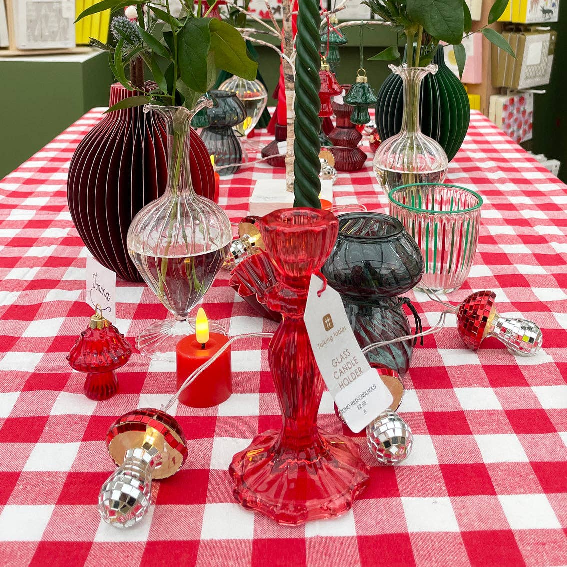 Red Glass Candle Holder - Image 8