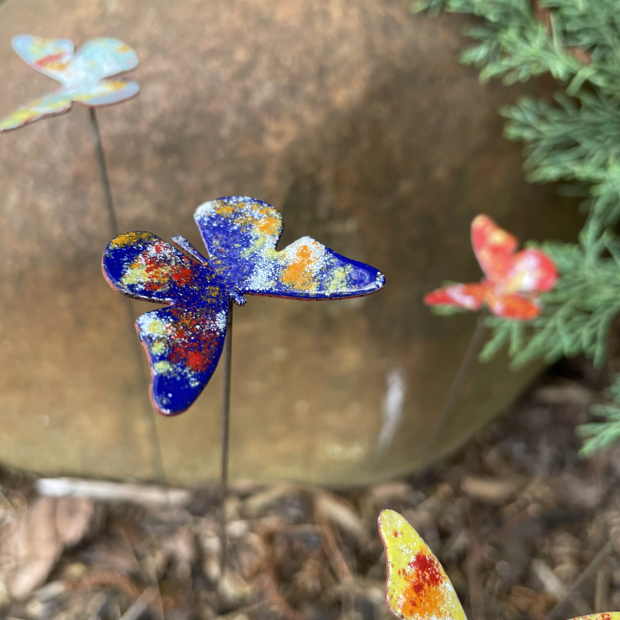 Small Copper Enamel Butterflies - Image 8