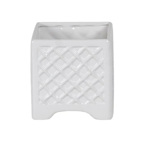 Square Lustrous White Trellis Pottery
