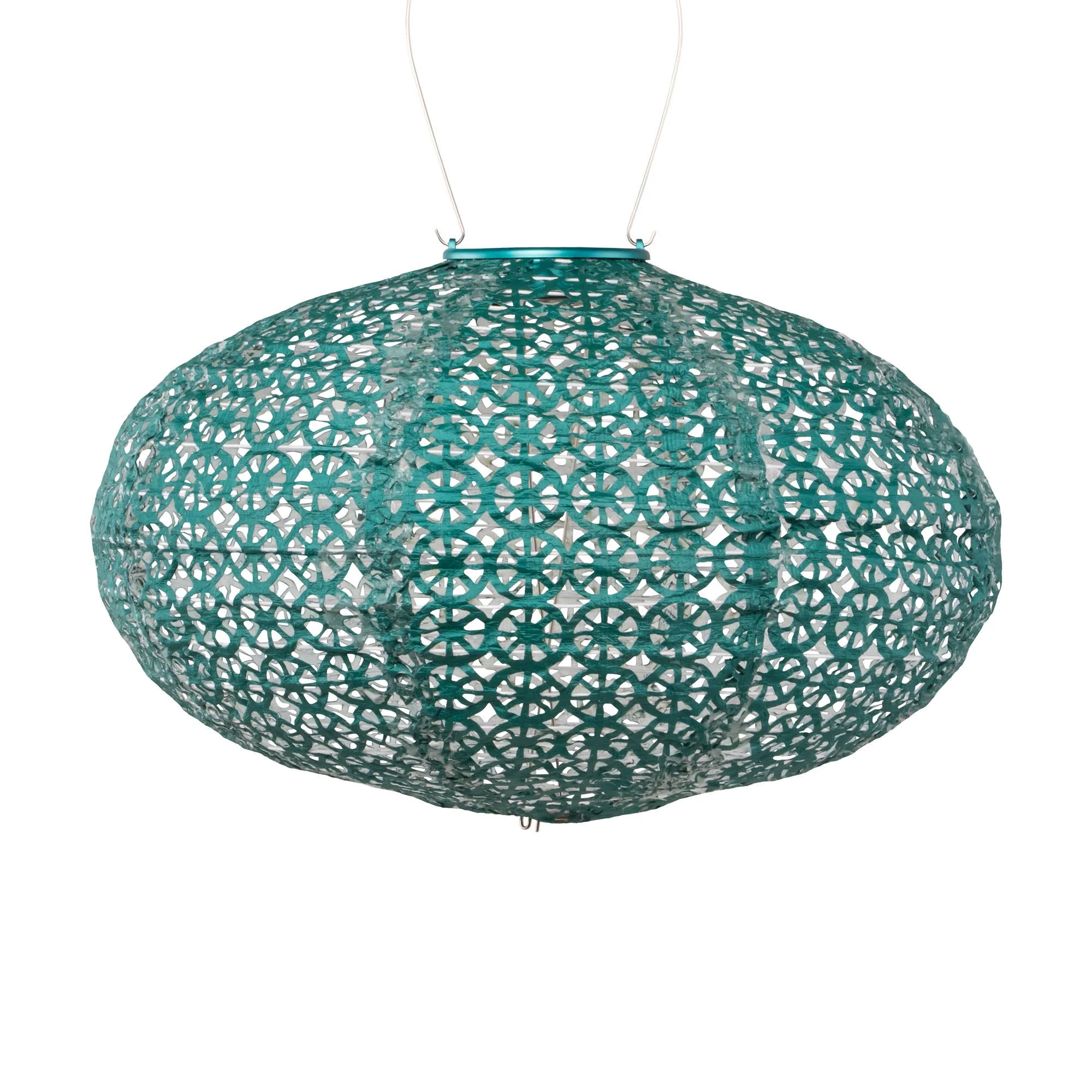 Stella Oval Wagon Wheel Solar Lantern - Met Emerald - Image 5