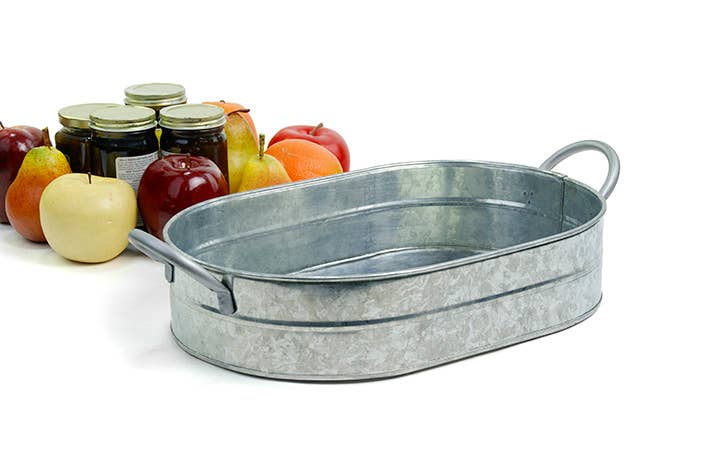 Tin oval galvanized tub with tall handles - Image 2