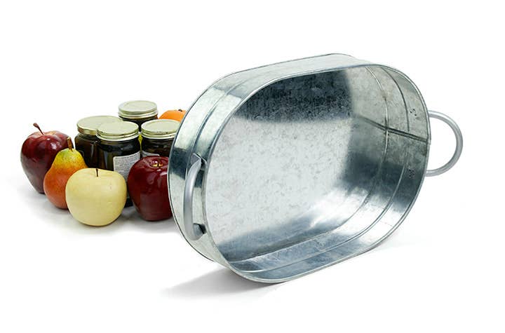 Tin oval galvanized tub with tall handles - Image 3