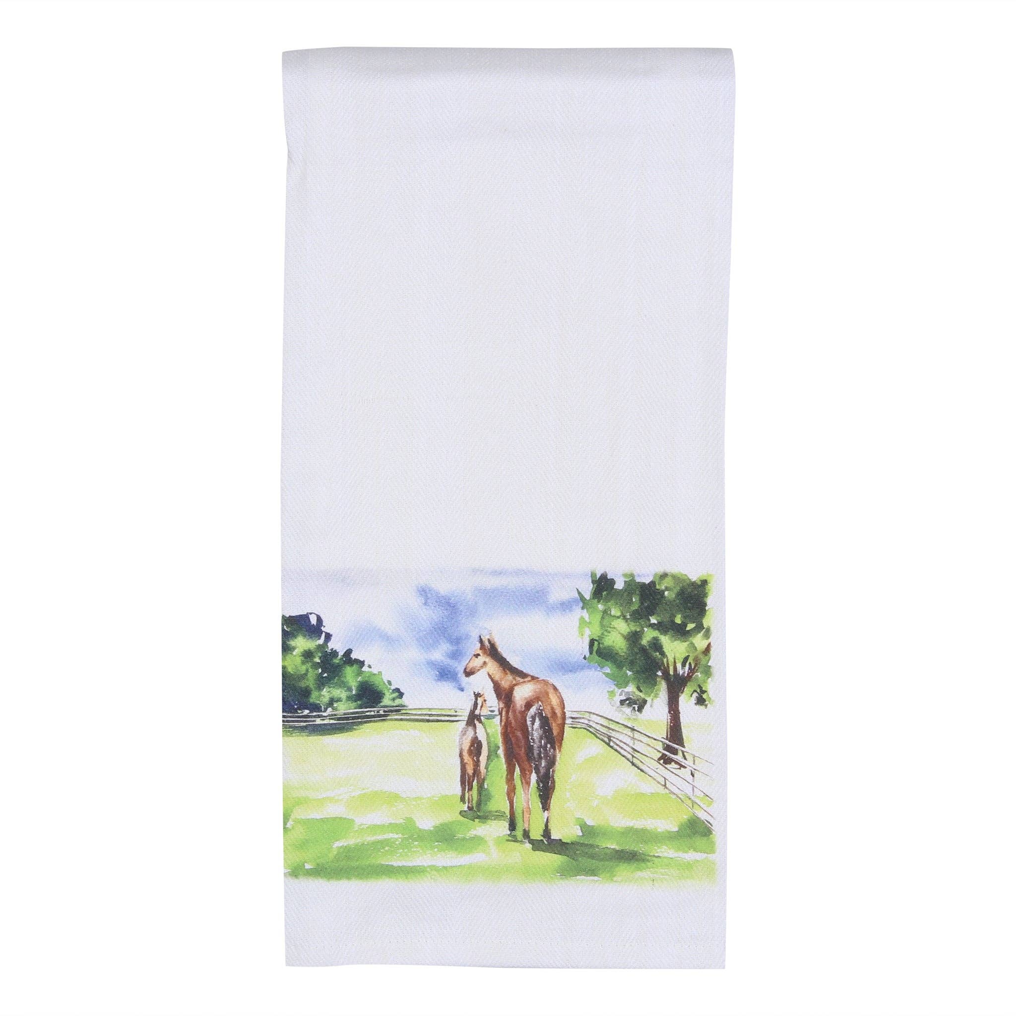 Walking Horses Behind Tea Towel