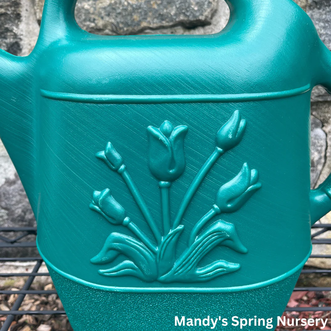 2 Gal. Hunter Green Watering Can w/ Floral Design - Image 3