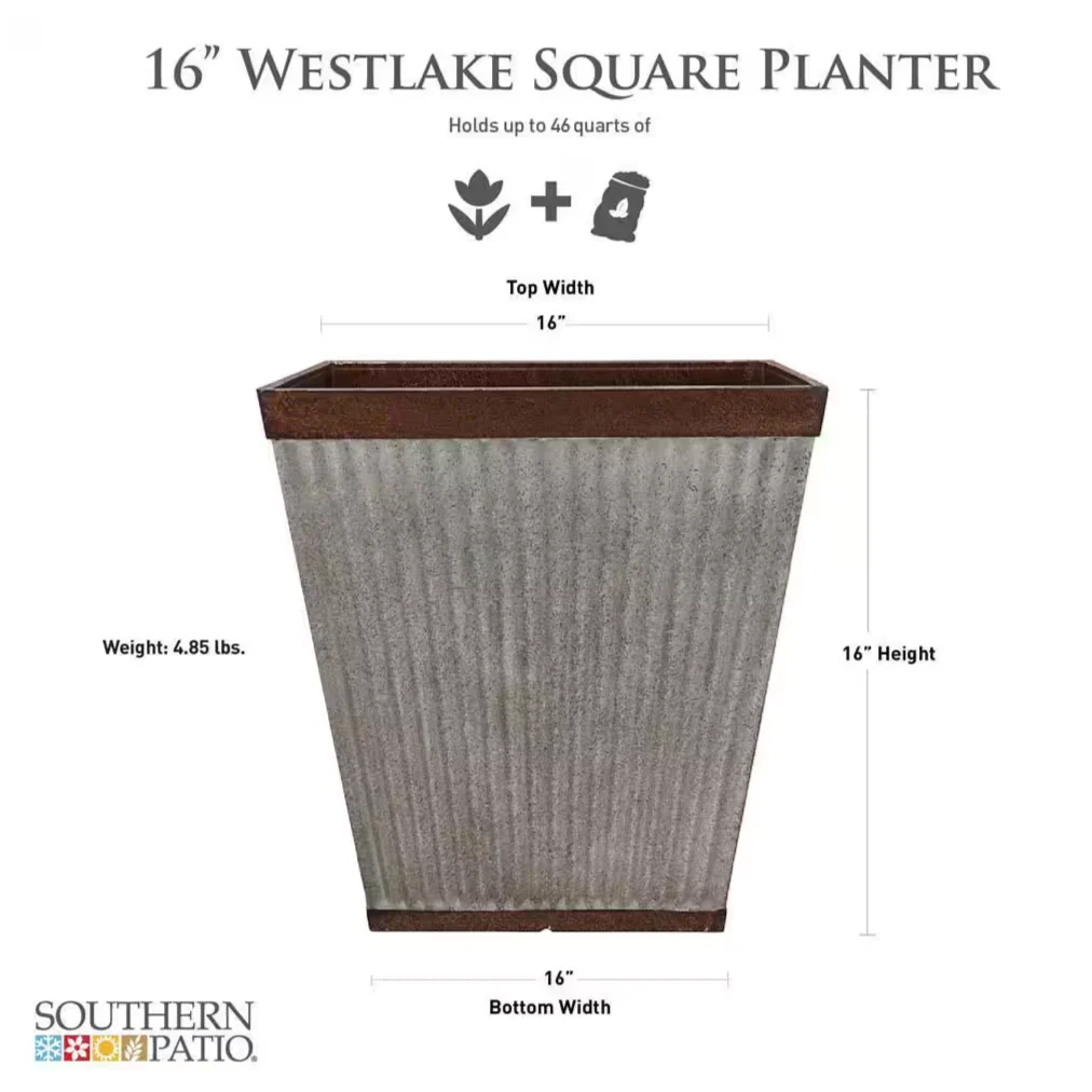 Westlake Square Planter 16" - Image 3