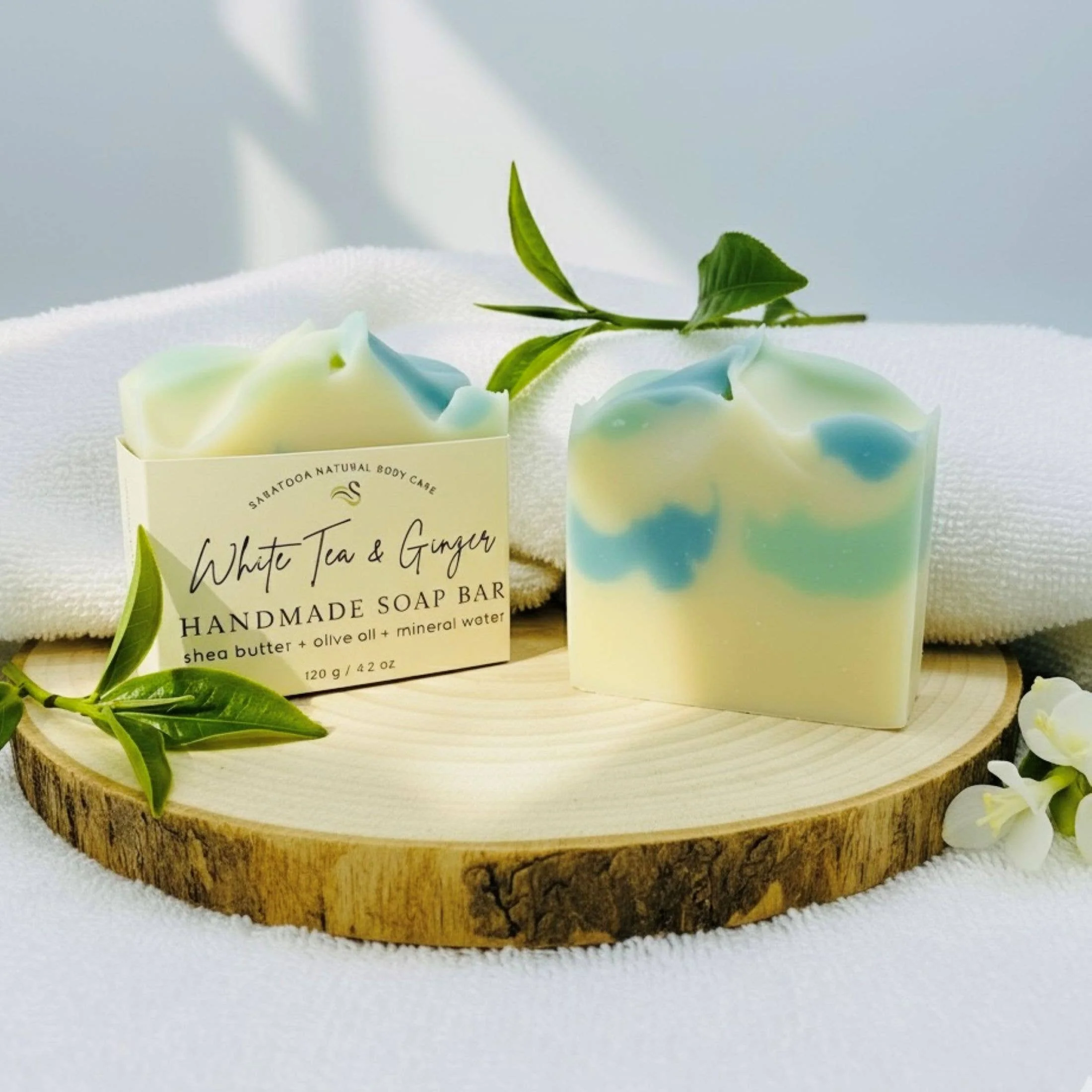 White Tea Ginger Handmade Soap Bar - Image 2