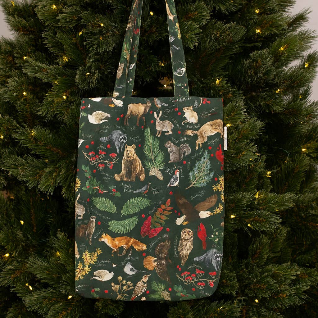 Winter Flora & Fauna Canvas Tote Bag - Image 2