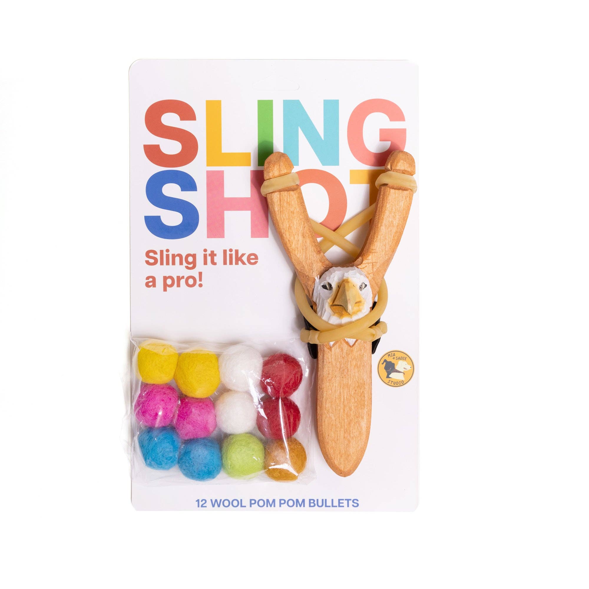 Wooden Slingshots - Bear, Wolf & Eagle with Felted Pellets - Image 3
