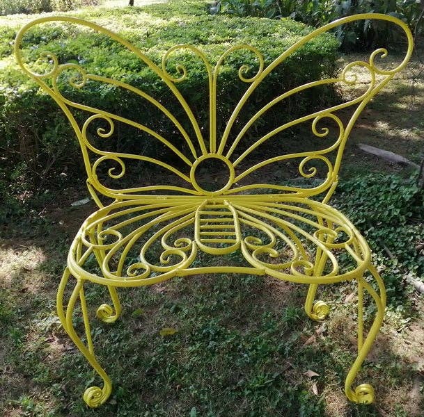 Yellow Metal Garden Butterfly Chair - Image 3