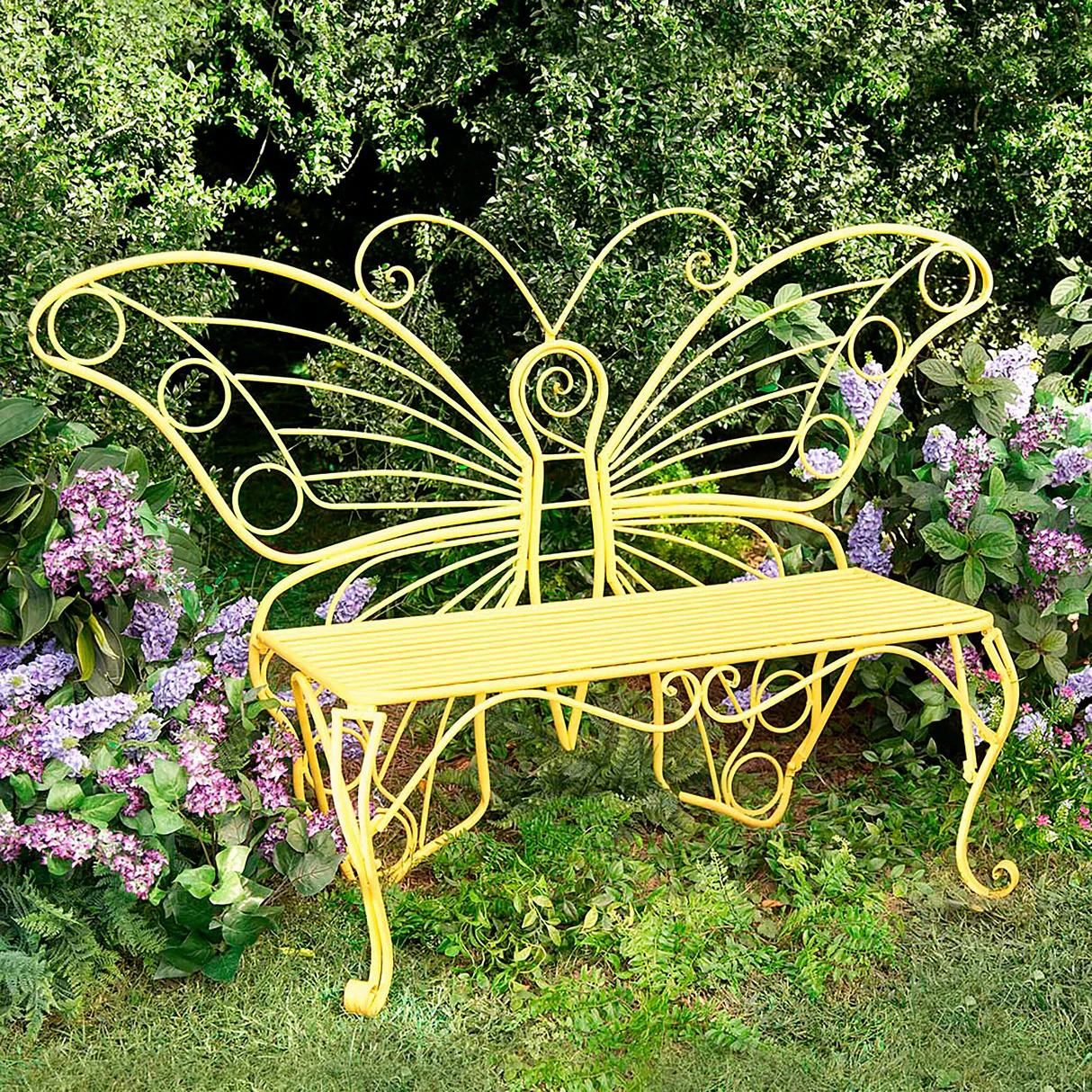 Yellow Metal Garden Butterfly Chair - Image 4